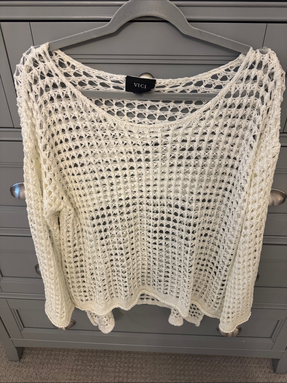 VICI Cream Open-Weave Swim Coverup